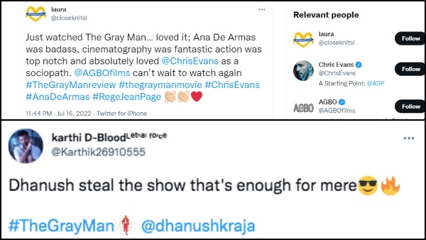 The Gray Man Twitter Review: Chris Evans, Ryan Gosling, Dhanush Impress The Audiences The Gray Man Twitter Review: Chris Evans, Ryan Gosling, Dhanush Impress The Audiences