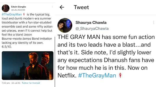 The Gray Man Twitter Review: Chris Evans, Ryan Gosling, Dhanush Impress The Audiences The Gray Man Twitter Review: Chris Evans, Ryan Gosling, Dhanush Impress The Audiences
