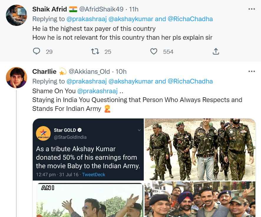 प्रकाश राज ने अक्षय कुमार ऋचा चड्ढा गलवान को किया ट्रोल प्रकाश राज ने अक्षय कुमार ऋचा चड्ढा गलवान को किया ट्रोल