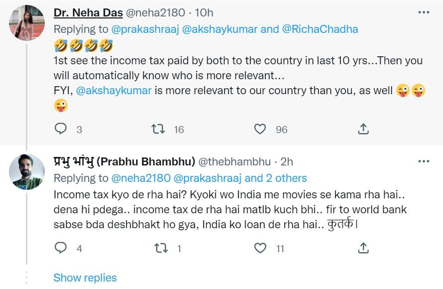 प्रकाश राज ने अक्षय कुमार ऋचा चड्ढा गलवान को किया ट्रोल प्रकाश राज ने अक्षय कुमार ऋचा चड्ढा गलवान को किया ट्रोल