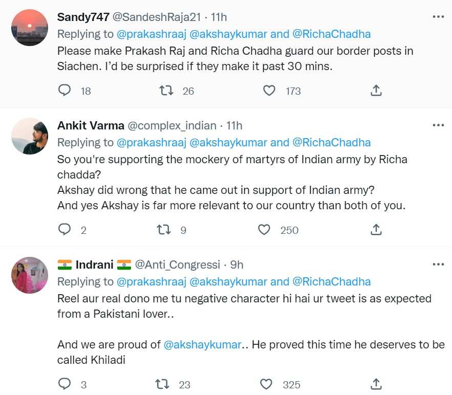प्रकाश राज ने अक्षय कुमार ऋचा चड्ढा गलवान को किया ट्रोल प्रकाश राज ने अक्षय कुमार ऋचा चड्ढा गलवान को किया ट्रोल