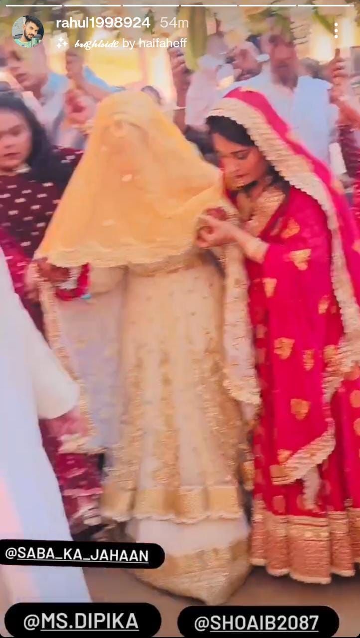 Shoaib Ibrahim’s Sister Saba Ibrahim Stuns In Golden Bridal Dress As