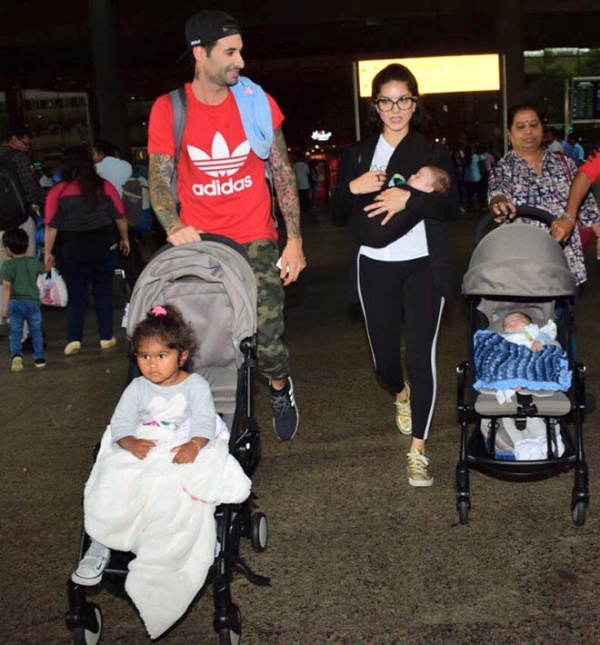 Sunny Leone Arrives Back In Mumbai With Her Kids Photos -3191