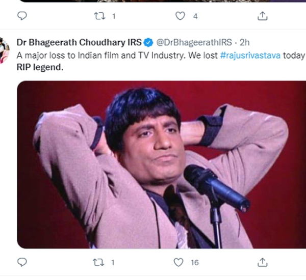Twitterati Pour Condolence Messages For Sad Demise Raju Srivastav Photos