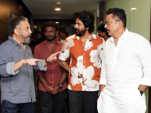 Sivakarthikeyan Son Pavan Cute Vanakkam to Kamal Haasan at Thaai Kizhavi Promotions Photos